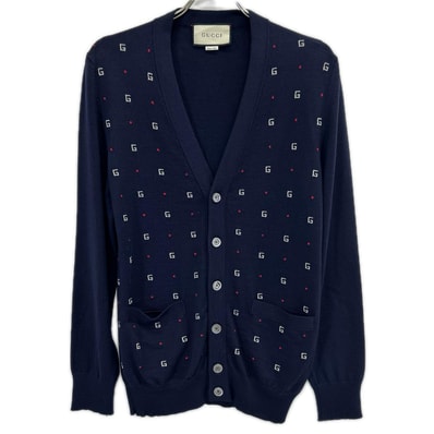 グッチ 19SS 546276 ネイビー Gモチーフウール カーディガン XS