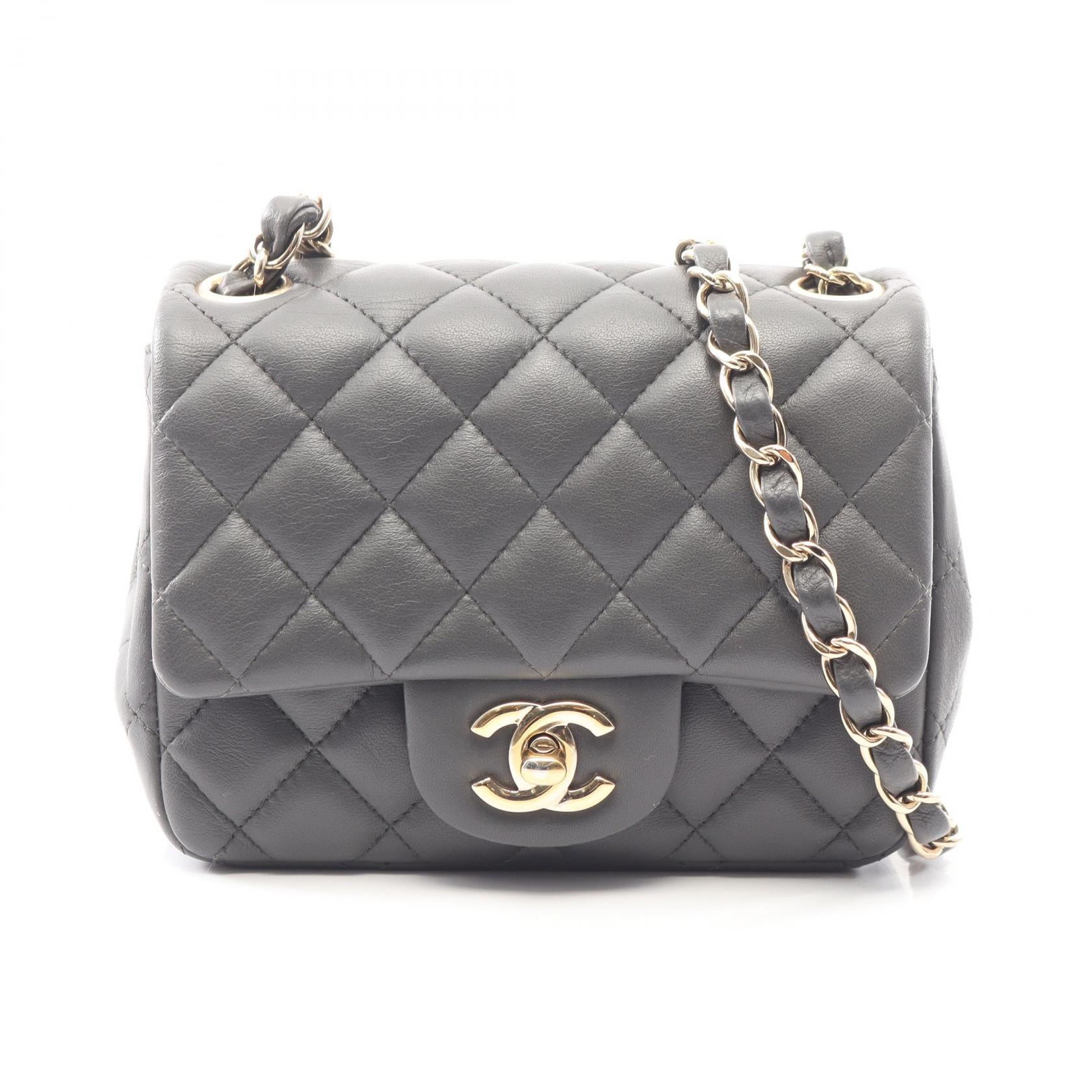 シャネル CHANEL ミニマトラッセ ショルダーバッグ バッグ ラムスキン(羊革) レディース グレー系 A35200 【中古】