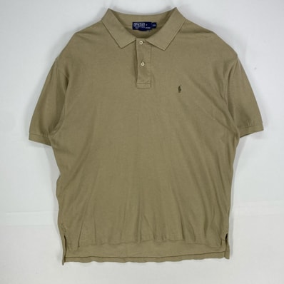 古着 ポロバイラルフローレン Polo by Ralph Lauren 鹿の子 半袖シャツ ワンポイント ロゴ刺繍 ポロシャツ 2XL ベージュ系 メンズ