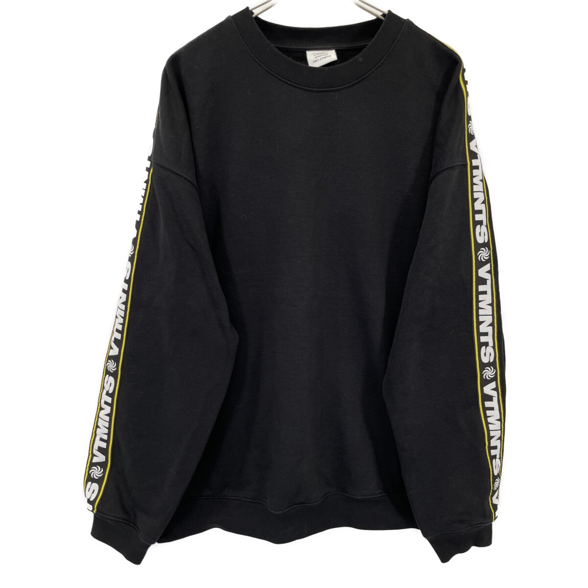 ヴェトモン UAH21TR628 20AW ﾌﾞﾗｯｸ ｺｯﾄﾝ ﾛｺﾞﾃｰﾌﾟ ｽｳｪｯﾄ L