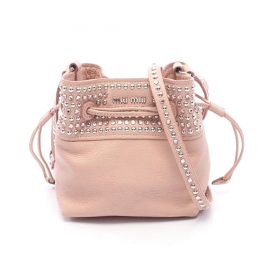 ミュウ ミュウ Miu Miu マドラス クリスタル バケット ショルダーバッグ バッグ レザー レディース ピンク系 【中古】