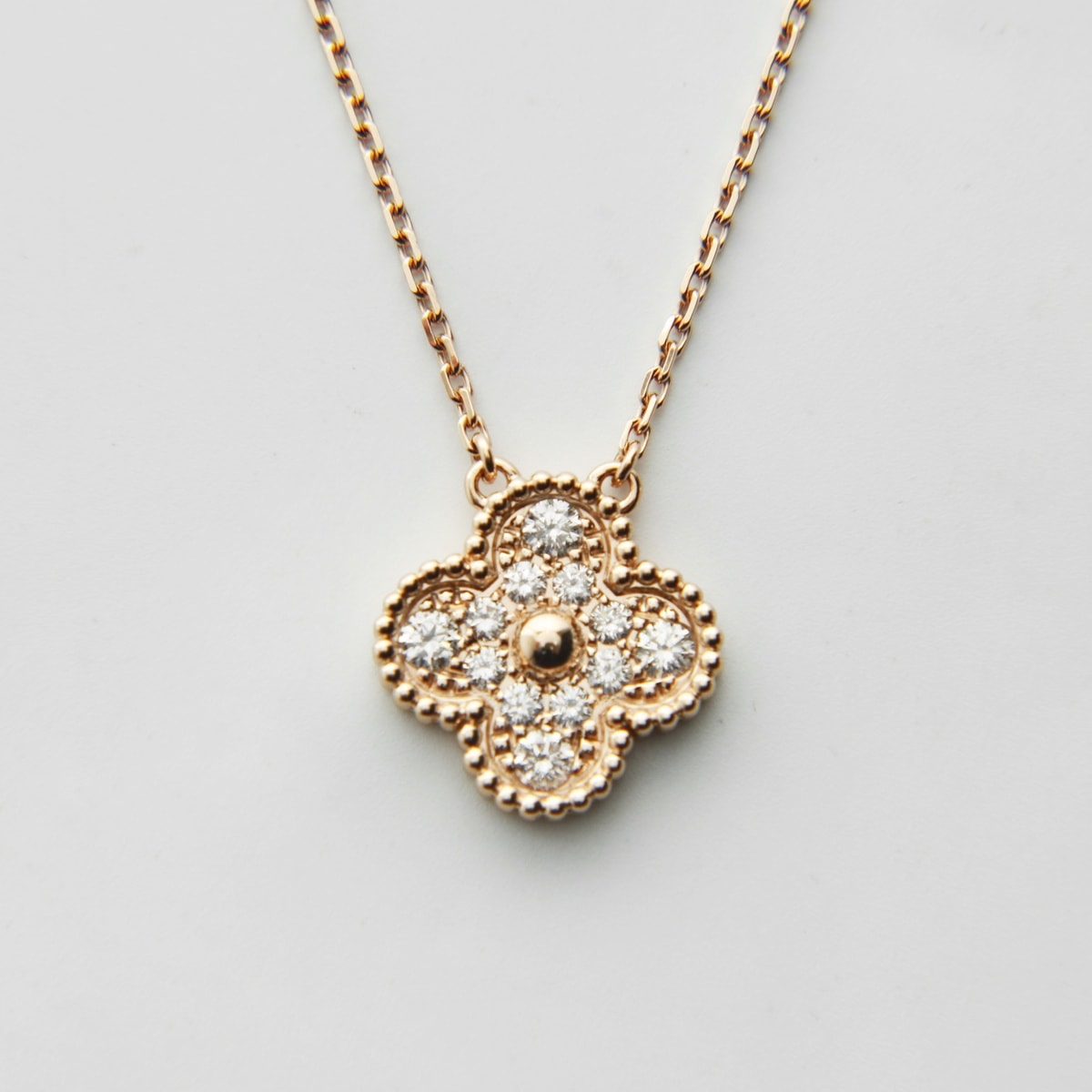ヴァンクリーフアンドアーペル Van Cleef & Arpels Au750 アルハンブラ ダイヤ ピンクゴールド ネックレス【中古】