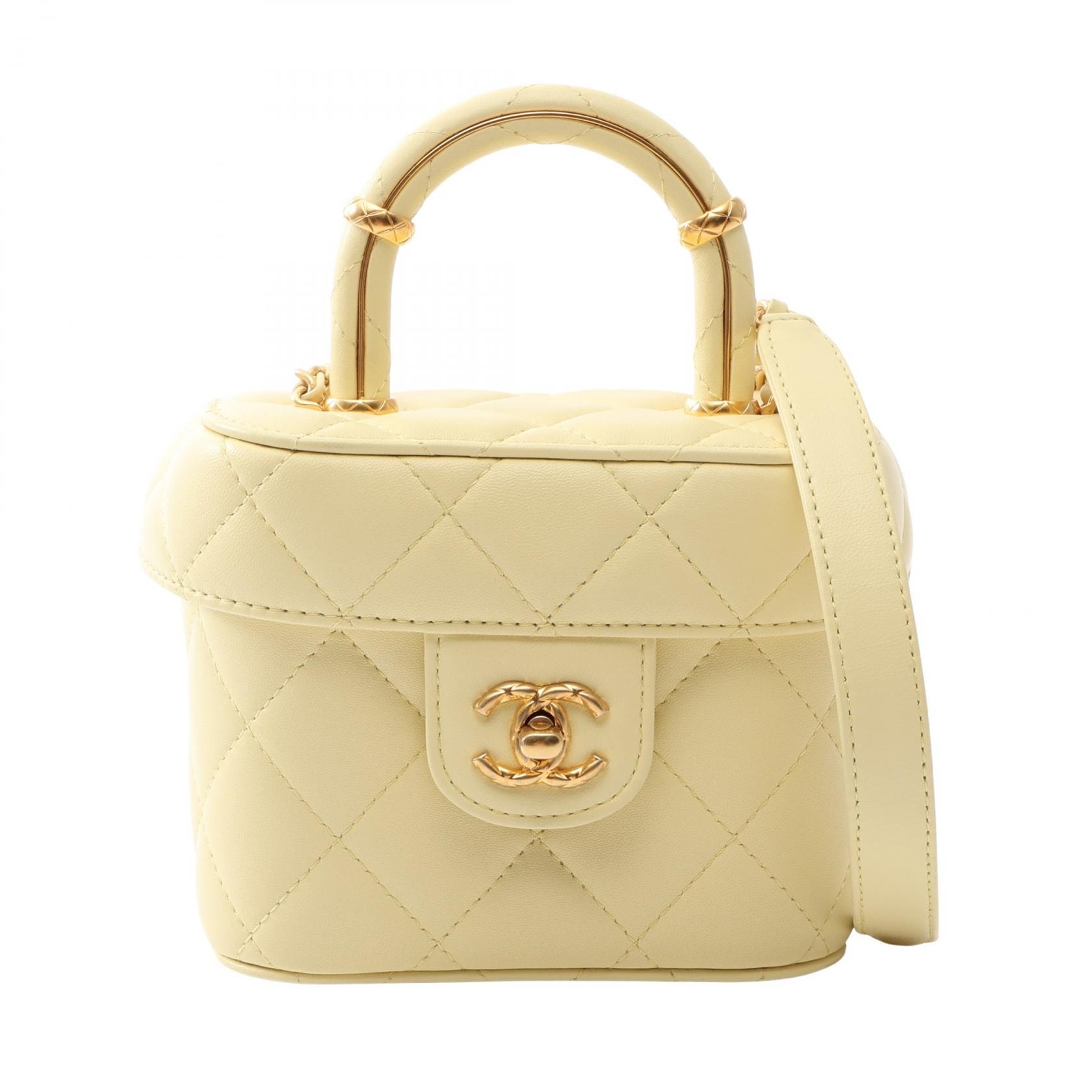 シャネル CHANEL マトラッセ バニティ 2WAY ショルダーバッグ バッグ ラムスキン(羊革) レディース イエロー系 AS3973 【中古】