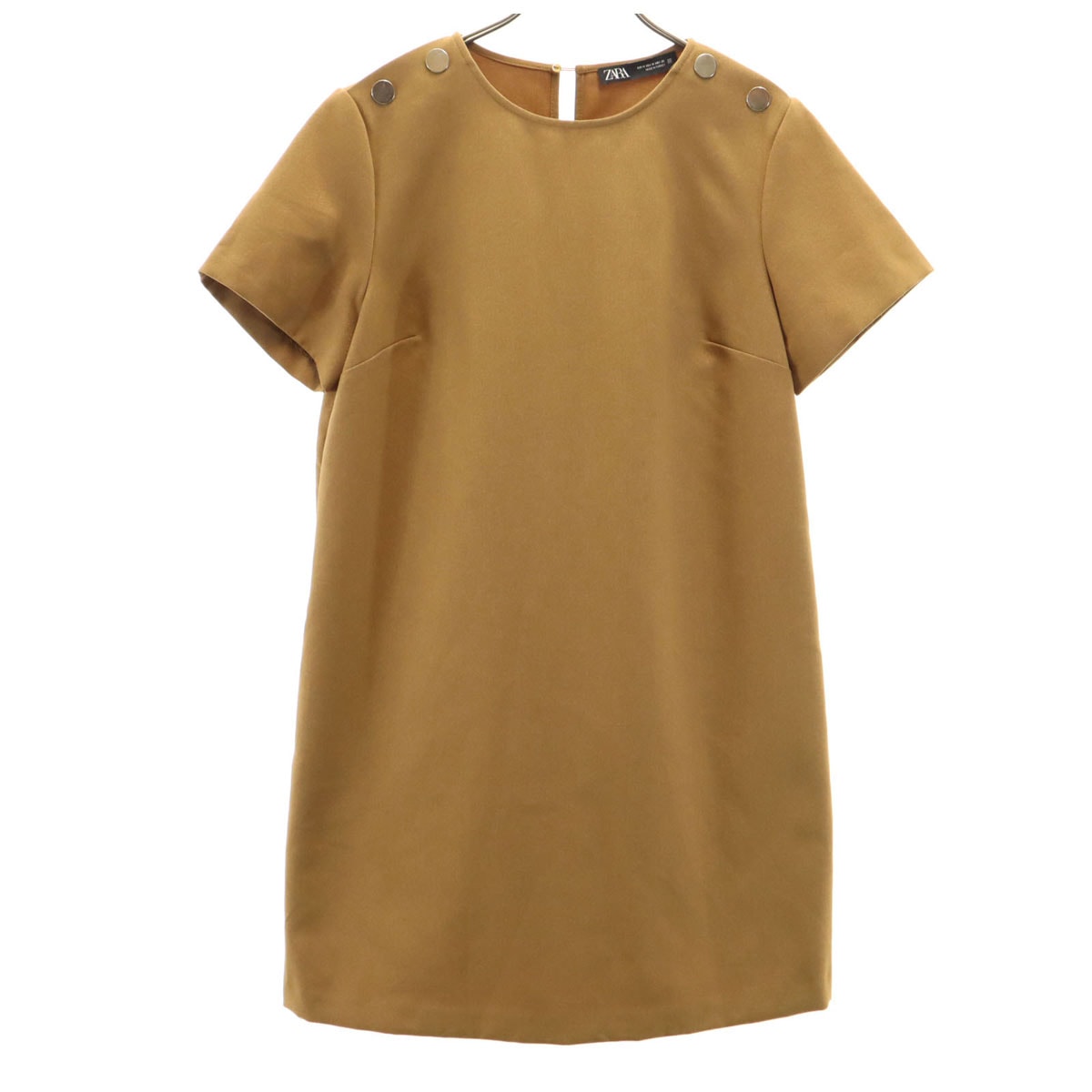 ZARA ザラ 半袖 ミニワンピース M ブラウン系