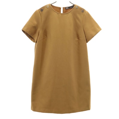 ZARA ザラ 半袖 ミニワンピース M ブラウン系