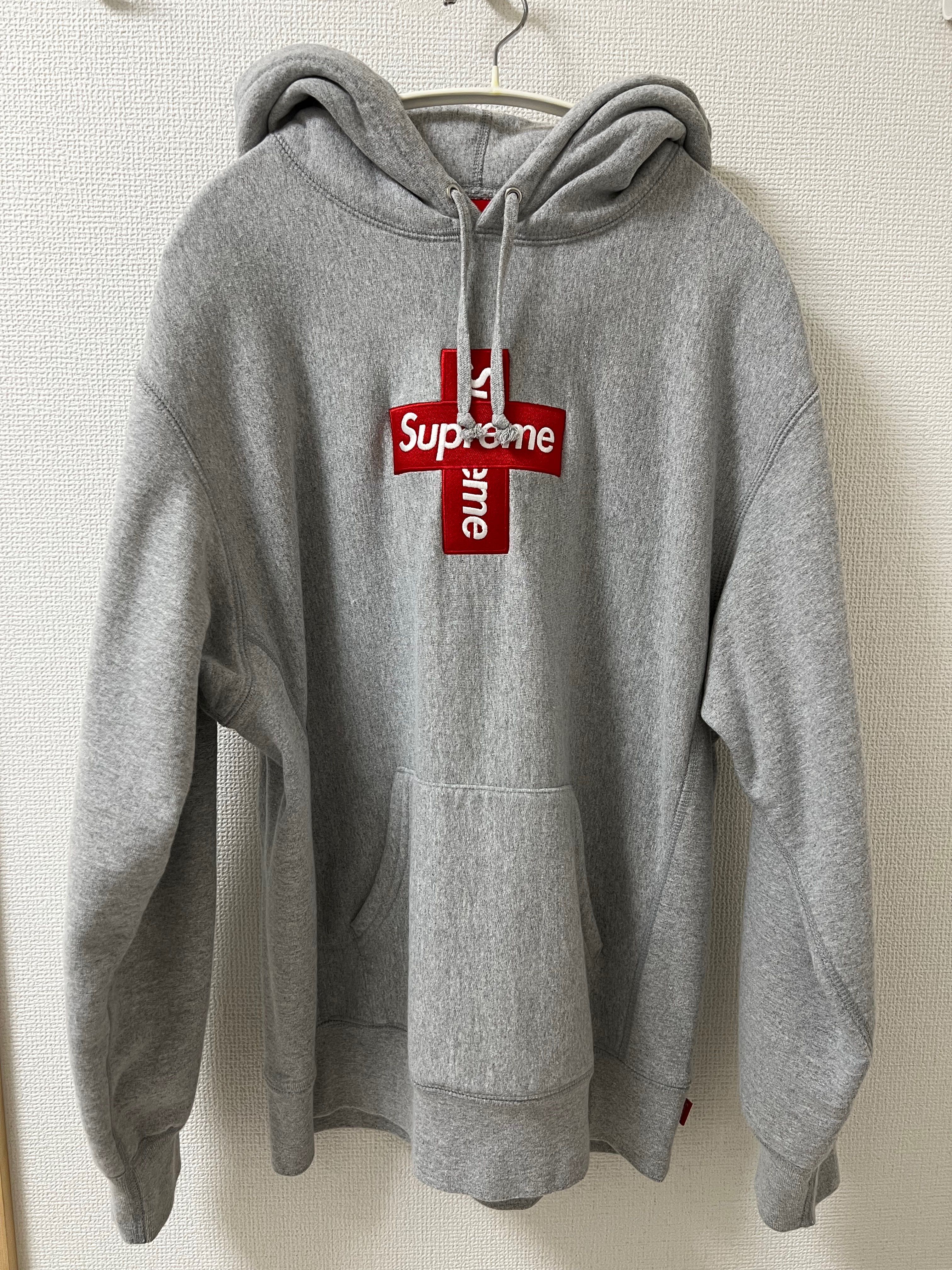 Supreme Cross Box Logo Hooded Sweatshirt "Grey"