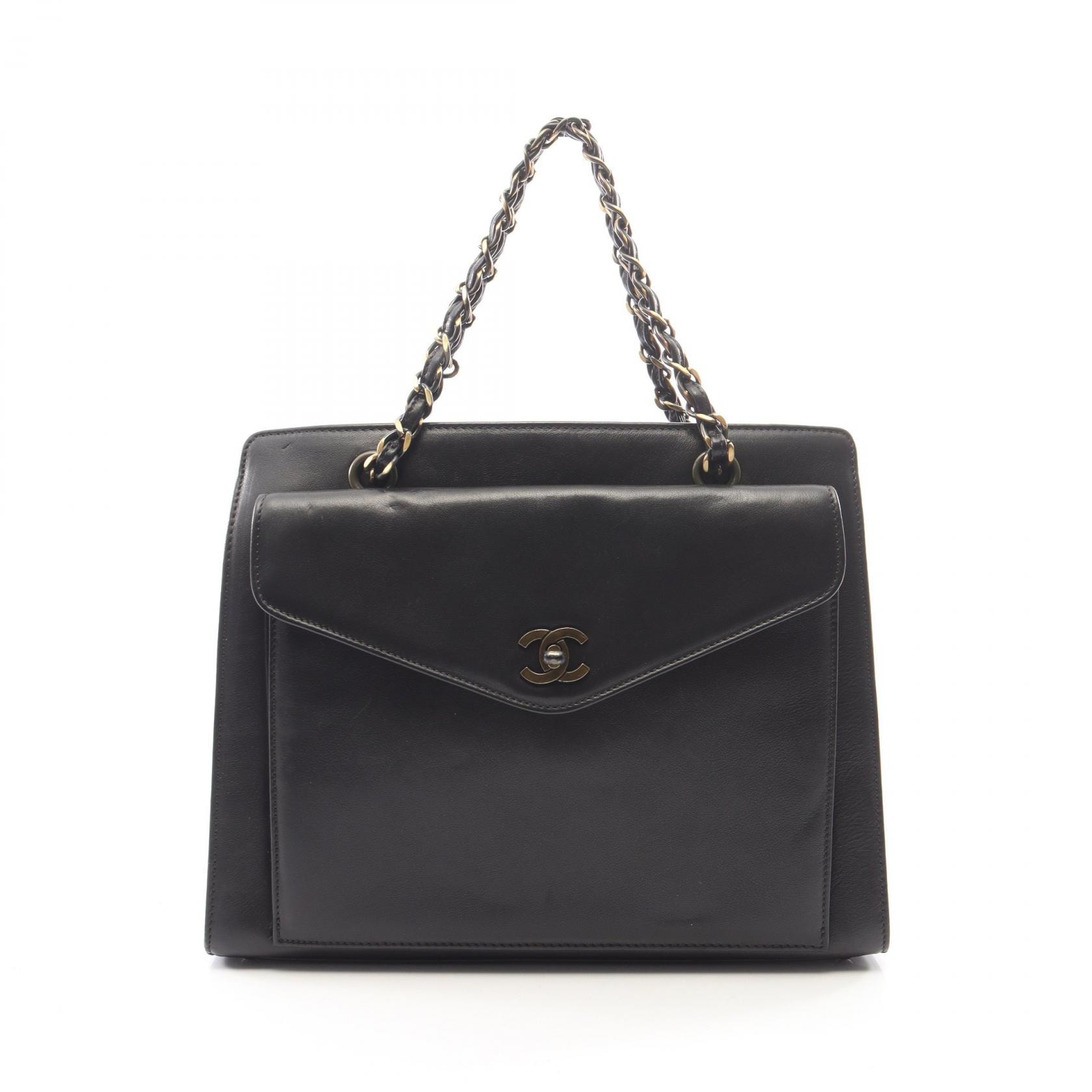 シャネル CHANEL ココマーク ハンドバッグ バッグ ラムスキン(羊革) レディース ブラック系 【中古】