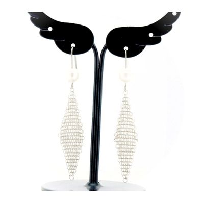 ティファニー 淡水パール メッシュ ピアス SV925(シルバー925)