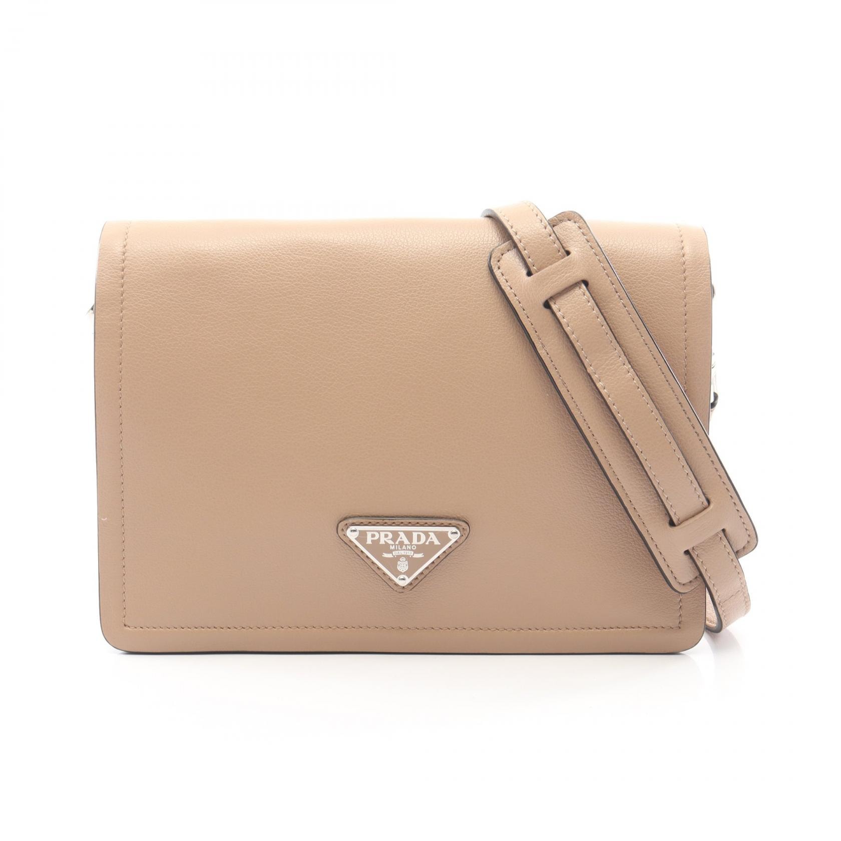 プラダ PRADA GLACE'CALF ショルダーバッグ バッグ レザー レディース ベージュ系 1BD296 【中古】