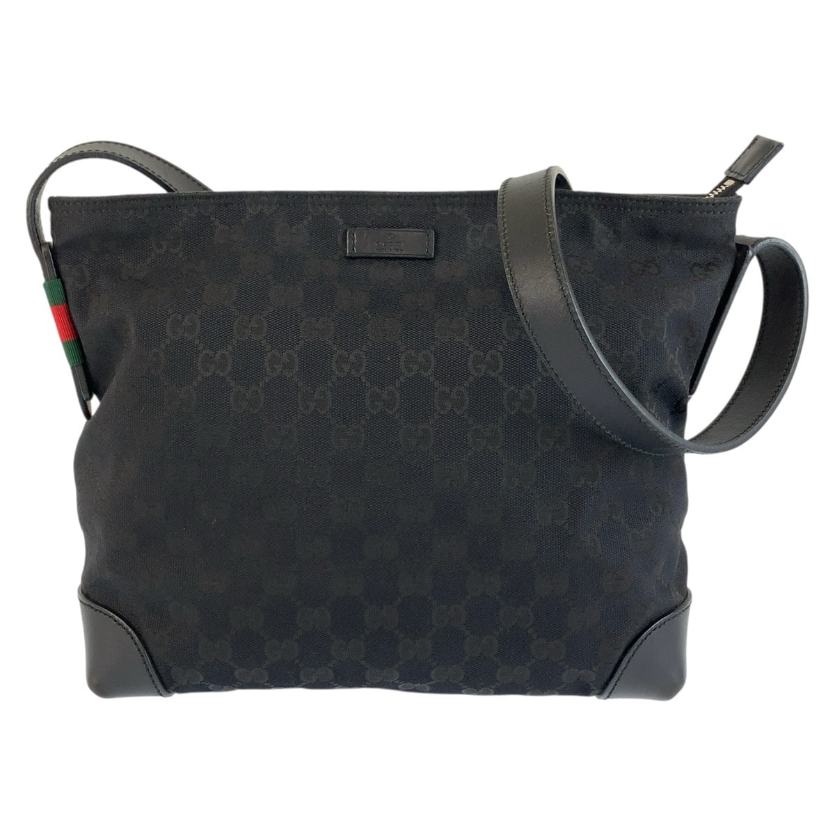 美品 GUCCI グッチ シェリーライン ブラック 黒 GGキャンバス レザー/ ショルダーバッグ メッセンジャーバッグ 男女兼用 604694 【中古】