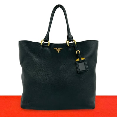 PRADA プラダ ロゴ 金具 レザー トートバッグ ブラック
40934