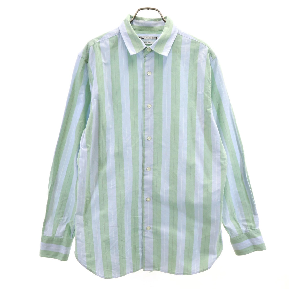ZARA ザラ ストライプ柄 長袖 オックスフォードシャツ L 水色