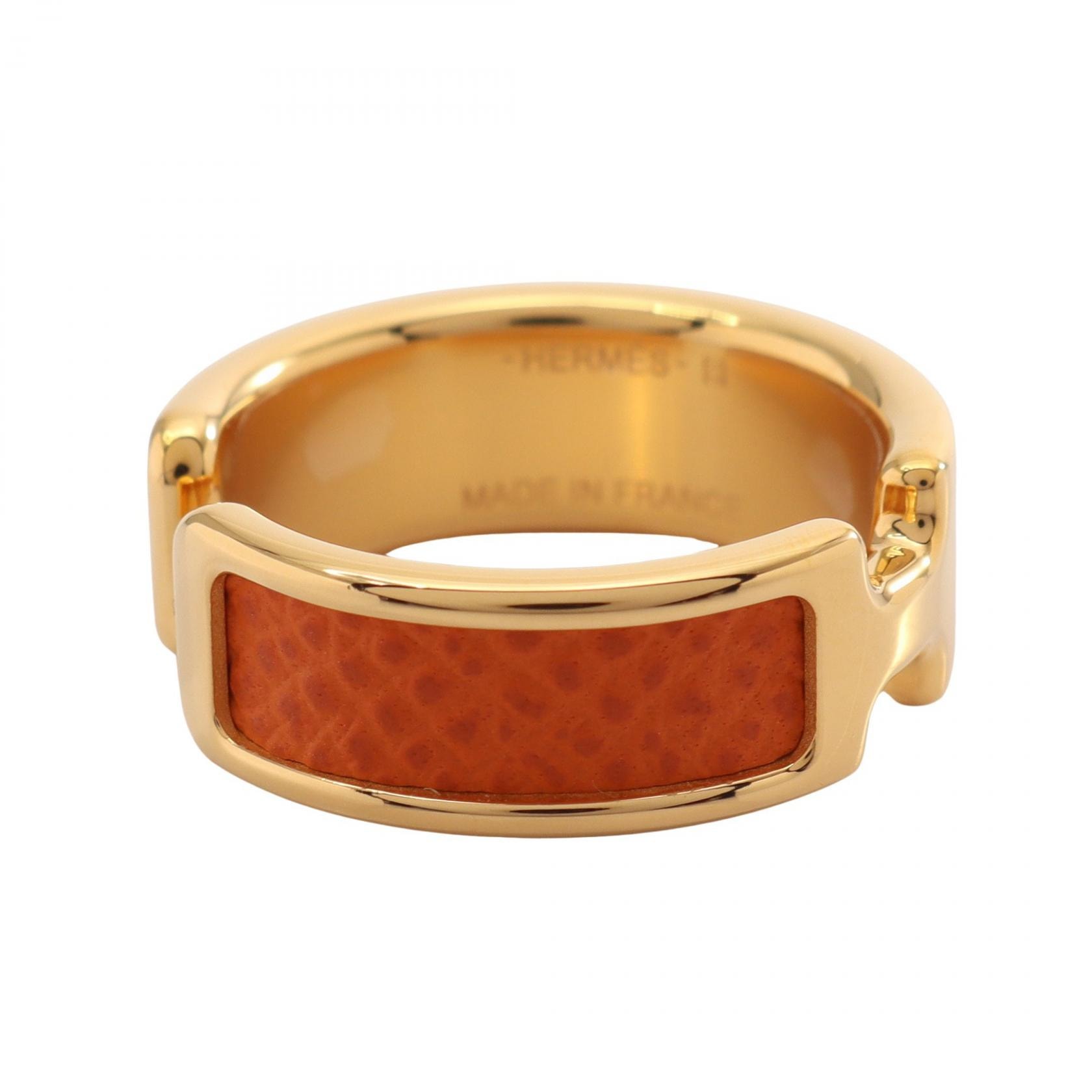エルメス HERMES オランプGM アクセサリー GP(ゴールドメッキ) レザー ゴールド レディース ゴールド系 / オレンジ系 【中古】