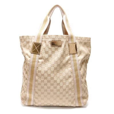 グッチ GUCCI GGキャンバス 茶 トートバッグ【中古】