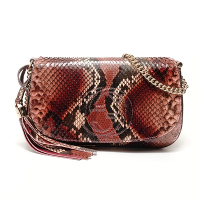 グッチ GUCCI ソーホー パイソン ボルドー チェーン ショルダーバッグ【中古】