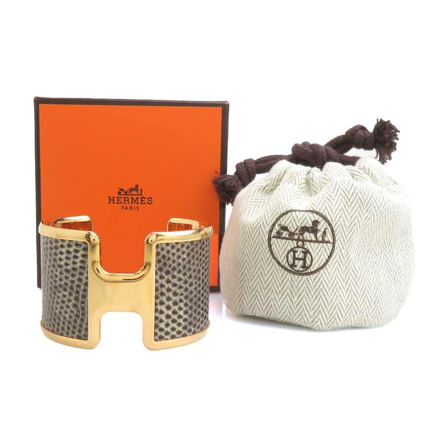C (やや傷や汚れあり)】エルメス HERMES バングル オランプ リザード