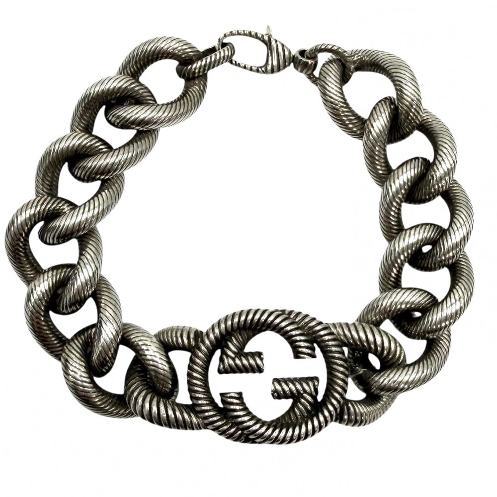 GUCCI グッチ ブレスレット ダブルG インターロッキングG Ag925 ジュエリー シルバー925 メンズ 約121.5g【中古品】