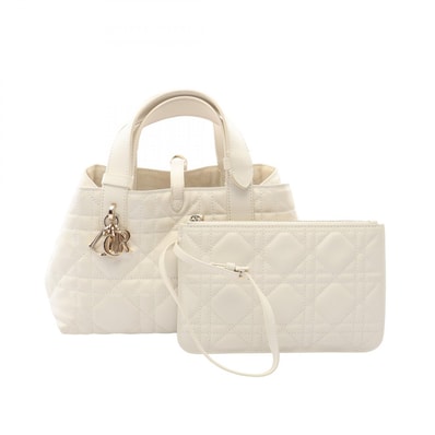 ディオール Dior Toujours スモール カナージュ ハンドバッグ バッグ レザー レディース ホワイト系 【中古】