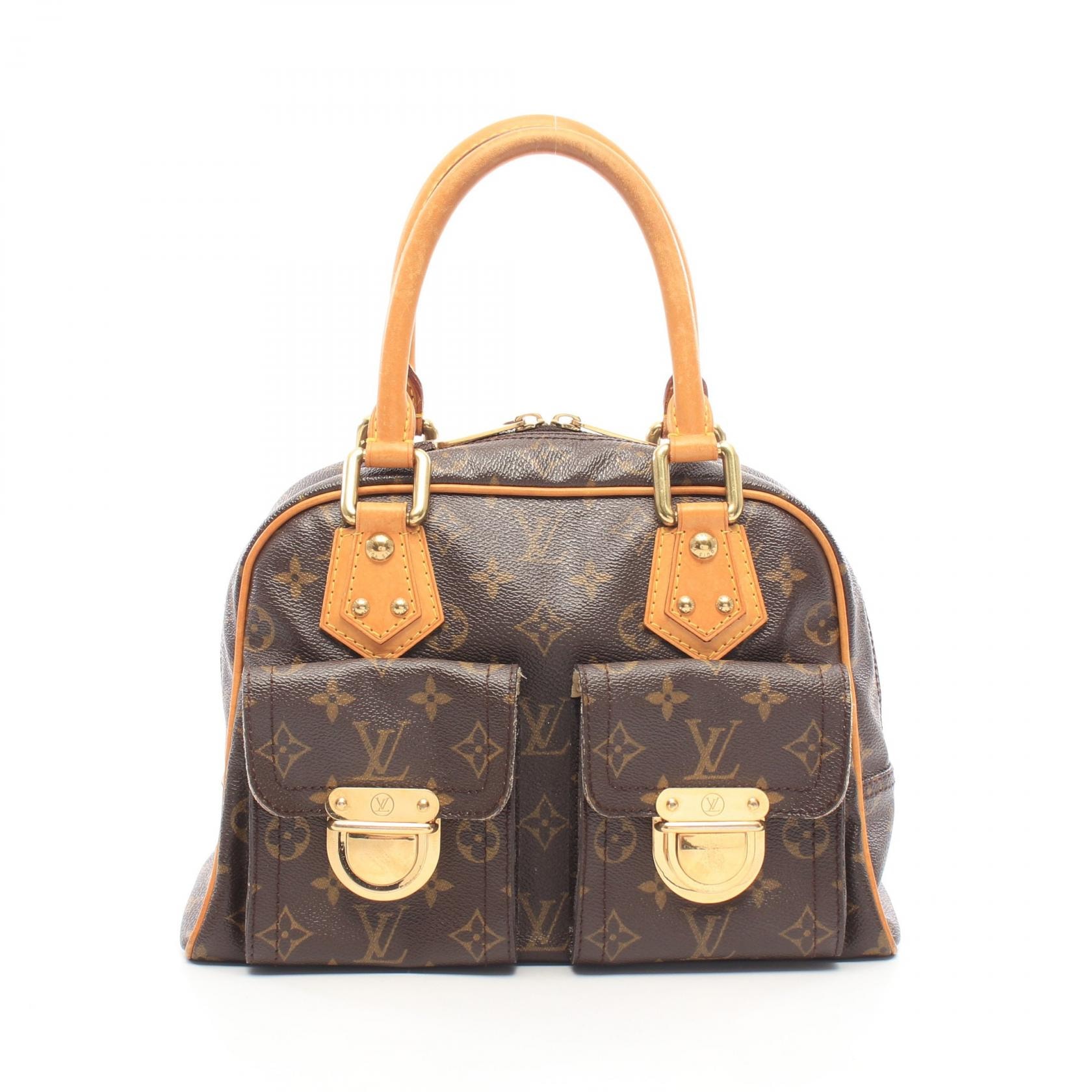 ルイ・ヴィトン LOUIS VUITTON マンハッタンPM モノグラム ハンドバッグ バッグ PVCコーティングキャンバス レザー レディース ブラウン系 M40026 【中古】