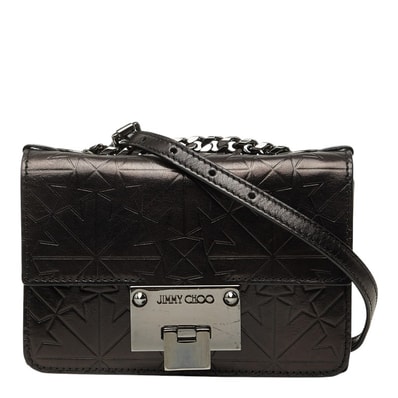 ジミーチュウ レベル スター 型押し チェーン ショルダーバッグ ブラック レザー レディース JIMMY CHOO 中古