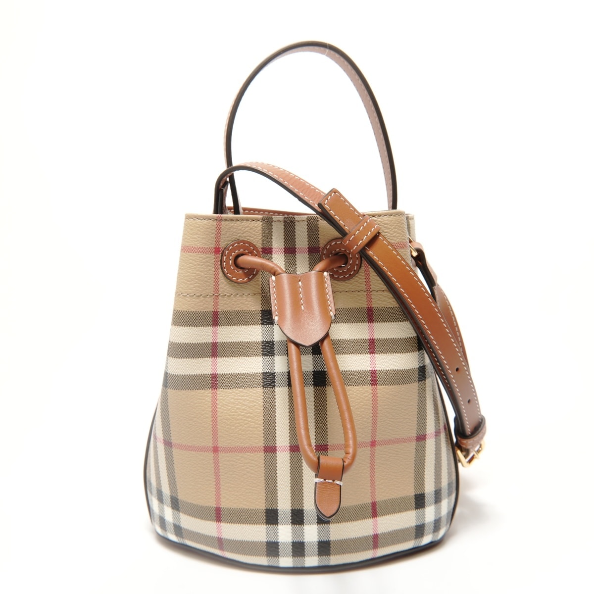 バーバリー BURBERRY ミニ チェック バケットバッグ 2way ハンドバッグ【中古】