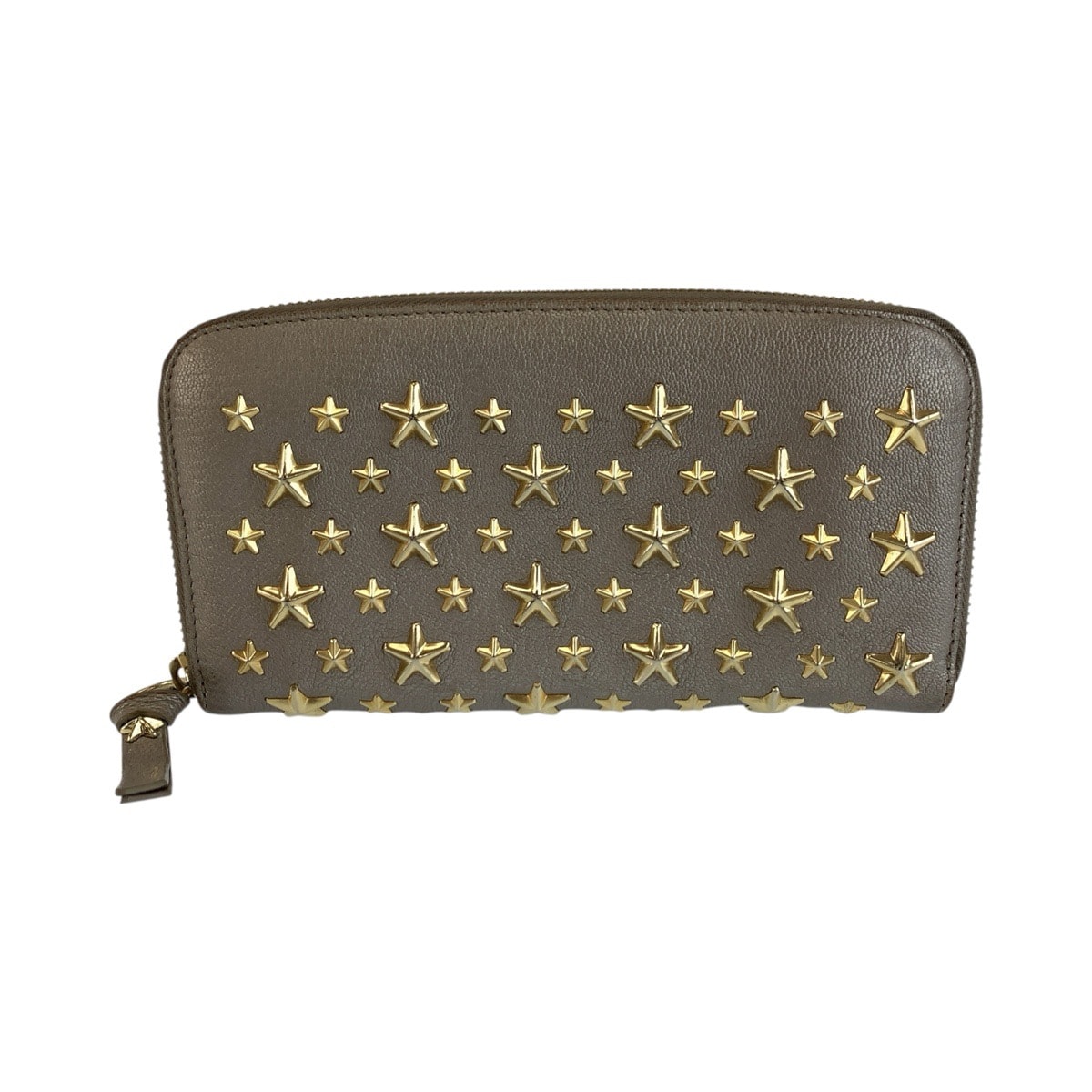 JIMMY CHOO ジミーチュウ スタースタッズ フィリパ メタリックグレー ゴールド金具 レザー 長財布 ロングウォレット 1-0292507 【中古】