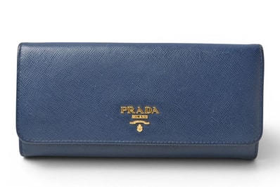 プラダ 財布 PRADA 長財布/パスケース付 1MH132 BLUETTE/ブルー SAFFIANO METAL/型押しレザー【中古】