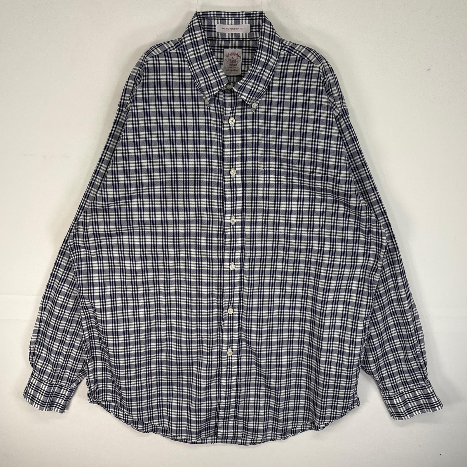 古着 ブルックスブラザーズ Brooks Brothers 長袖シャツ 胸ポケ MADISON ボタンダウン L  ネイビー系 チェック メンズ