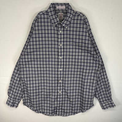 古着 ブルックスブラザーズ Brooks Brothers 長袖シャツ 胸ポケ MADISON ボタンダウン L ネイビー系 チェック メンズ