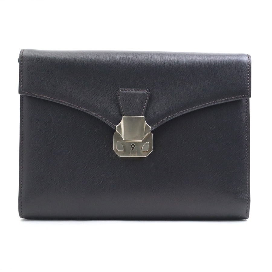 ダンヒル Dunhill セカンドバッグ レザー ダークブラウン メンズ【中古】 r10609a