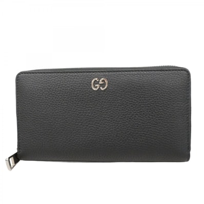 【6dc3461-k】グッチ 長財布 473928 レザー ブラック シルバー金具【中古】メンズ