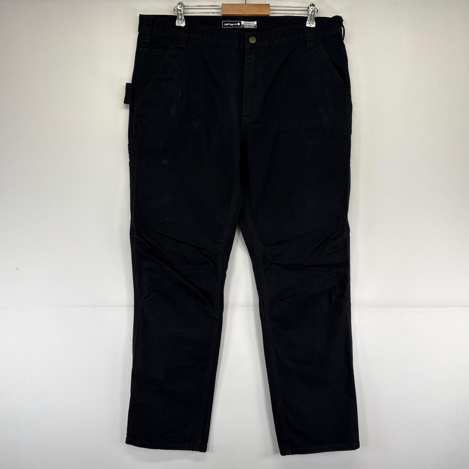 古着 カーハート Carhartt ダック パンツ ダック ワーク ストレート 大きいサイズ ペインター ワンポイント W40×L32  ブラック系 メンズ