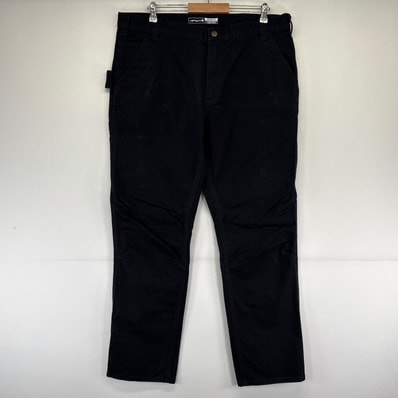 古着 カーハート Carhartt ダック パンツ ダック ワーク ストレート 大きいサイズ ペインター ワンポイント W40×L32 ブラック系 メンズ