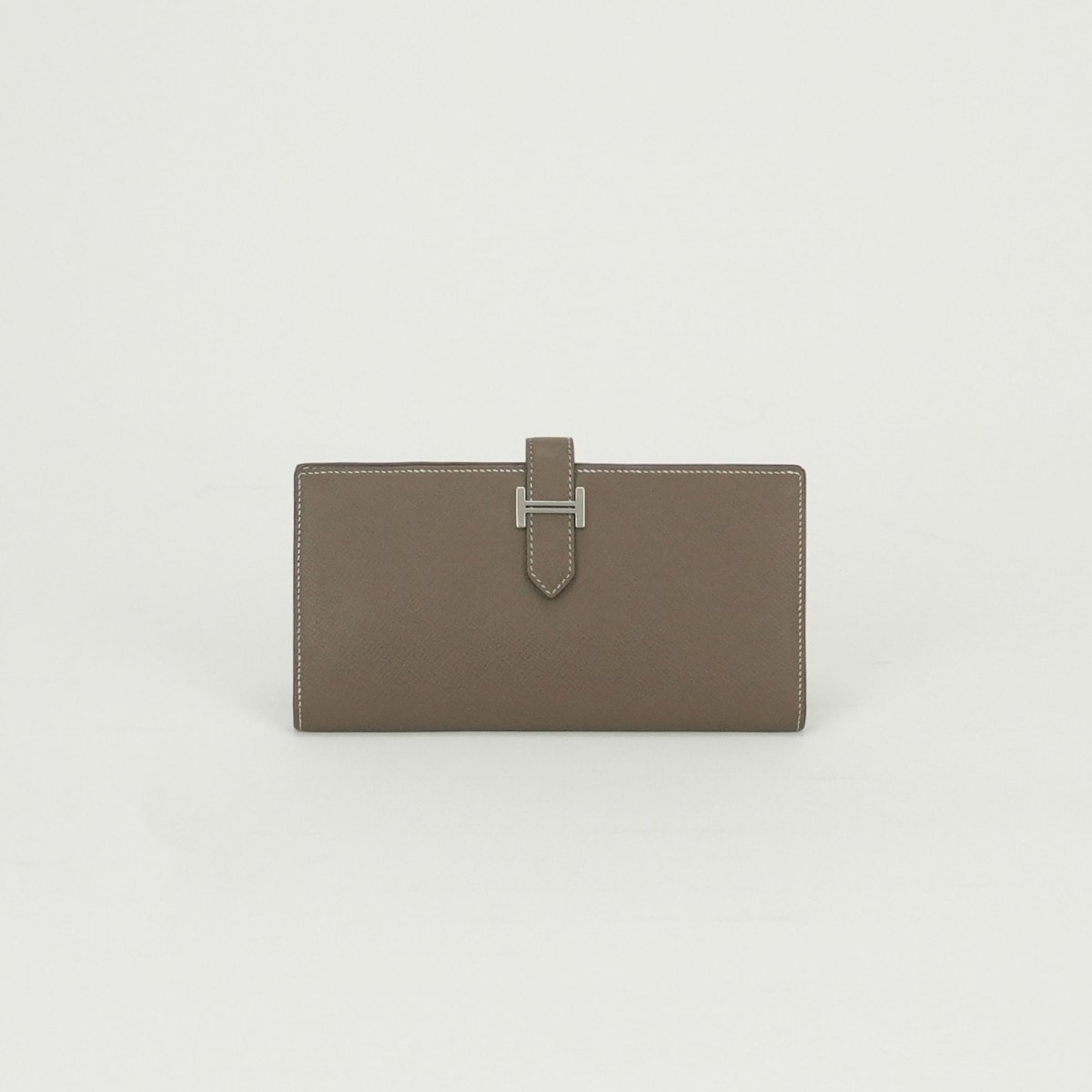 エルメス HERMES ベアンスフレ ベアン スフレ 財布 長財布 ロングウォレット エプソン エトゥープ Etoupe グレー Gray シルバー金具 ヴォーエプソン