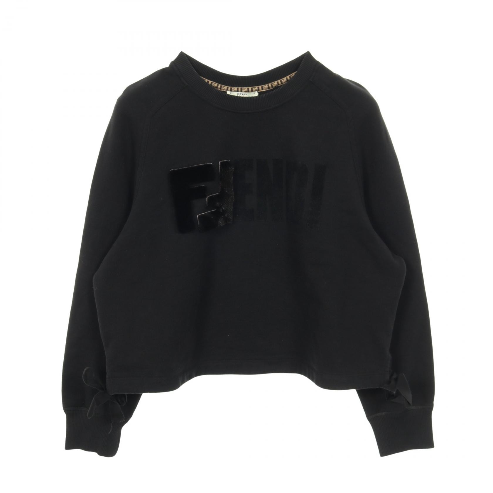 フェンディ FENDI FFロゴ スウェット 衣料品 トップス コットン ミンクファー レディース ブラック系 【中古】