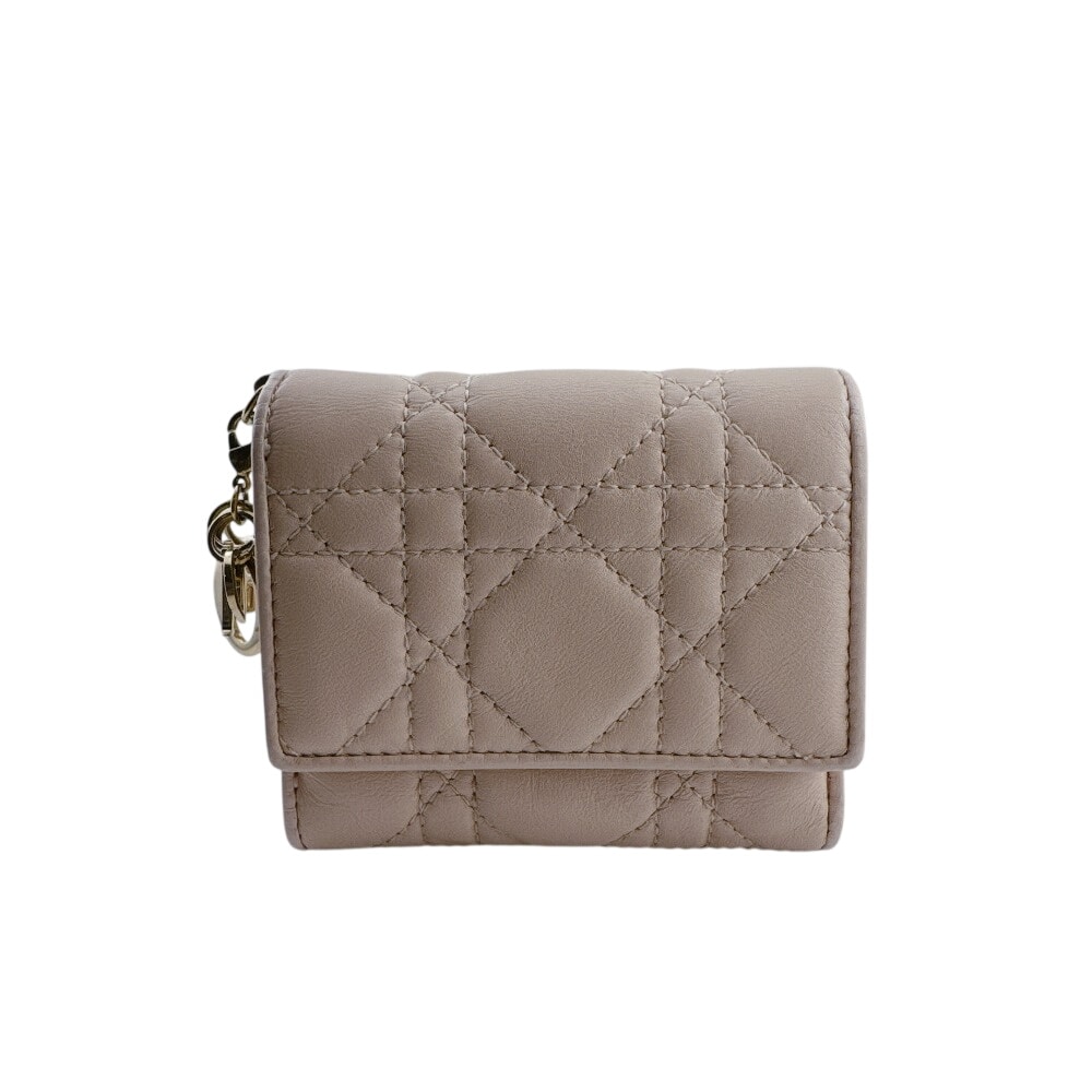 ディオール Dior 三つ折り財布 カナージュ ピンク
