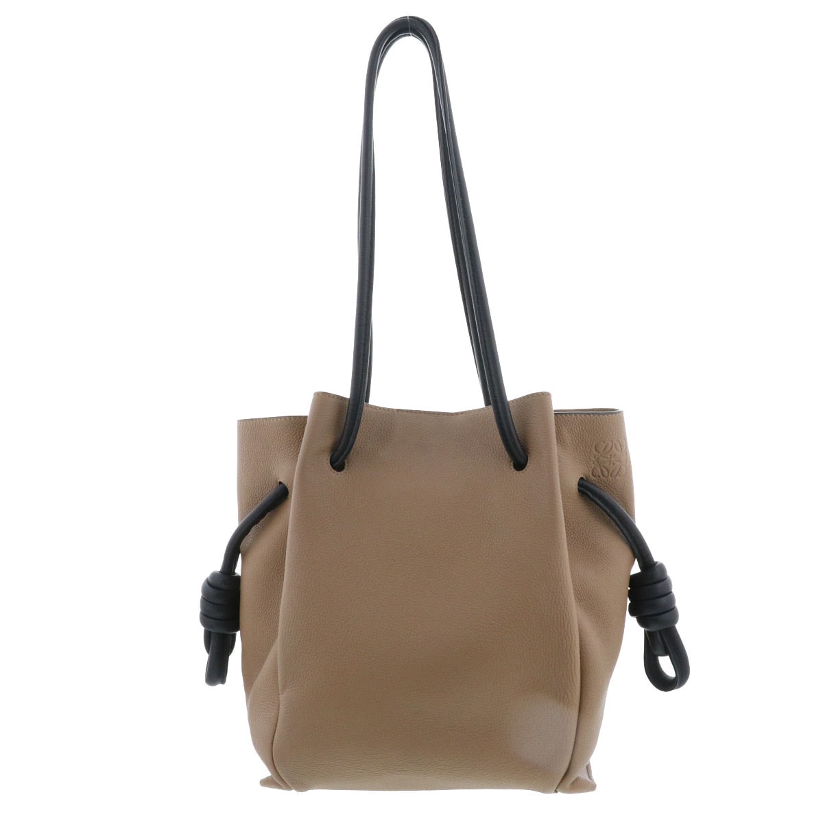 LOEWE ロエベ フラメンコノット トートバッグ トートバッグ 321.49XT31 レザー レザー ベージュ ブラック  レディース【中古】
