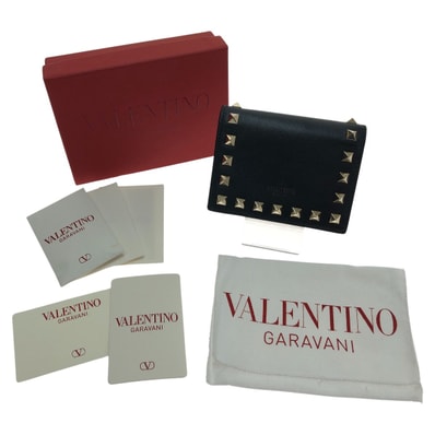 VALENTINO バレンチノ ガラヴァーニ カーフスキン スタッズ 財布(二つ折り) ZW2P0P39BOL ブラック