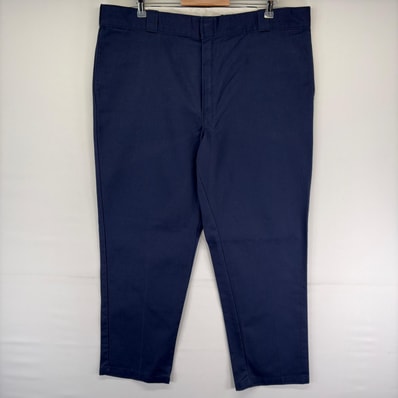 古着 ディッキーズ Dickies パンツ チノパン スラックス ジッパーフライ ワンポイントロゴ ストレート W42 L32 ネイビー系 メンズ