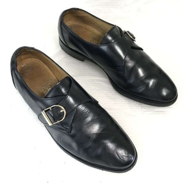 イングランド製/90s?ビンテージ★ローク/Loake★本革/グッドイヤー製法/モンクストラップ【8/26.5/黒/BLACK】ビジネス/dress shoes◆cF-167