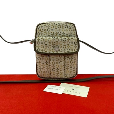 CELINE セリーヌ Cマカダム ロゴ キャンバス レザー ショルダーバッグ カーキ
38319