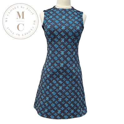 ルイヴィトン LOUIS VUITTON モノグラム ワンピース シルク ブルー系 ノースリーブ