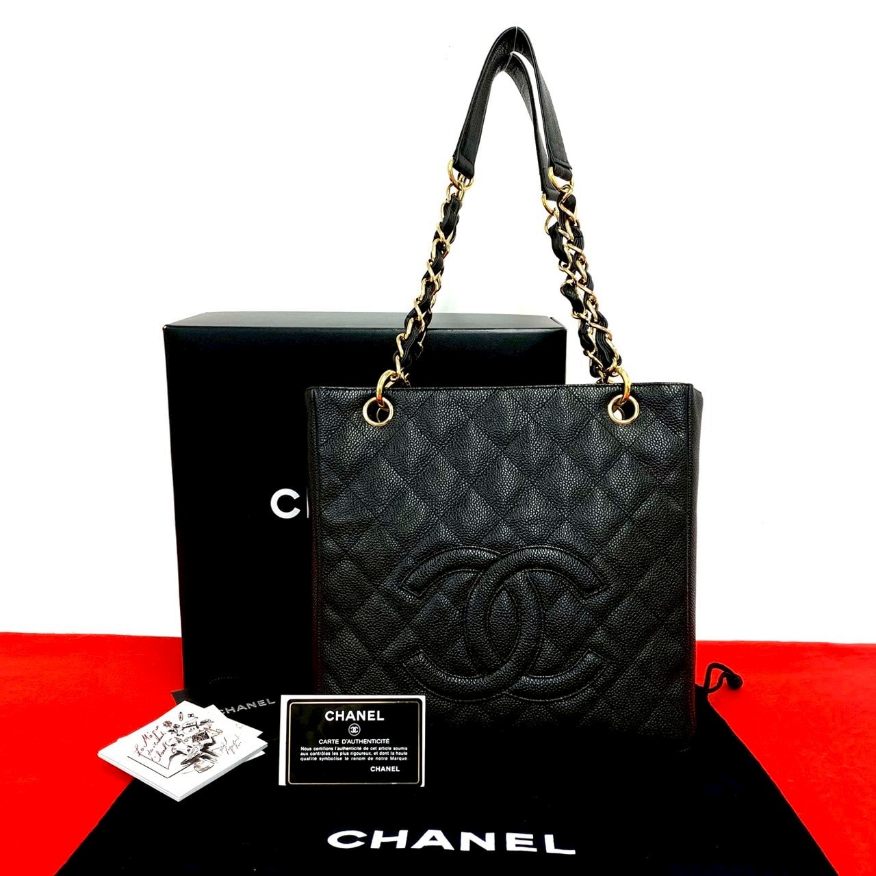 CHANEL シャネル PST ココマーク キャビアスキン トートバッグ ブラック
 46144