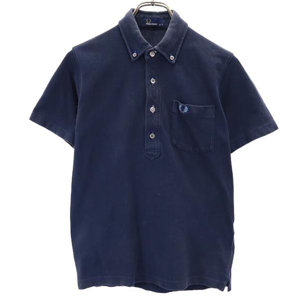 FRED PERRY フレッドペリー 日本製 半袖 ポロシャツ S ネイビー系 鹿の子