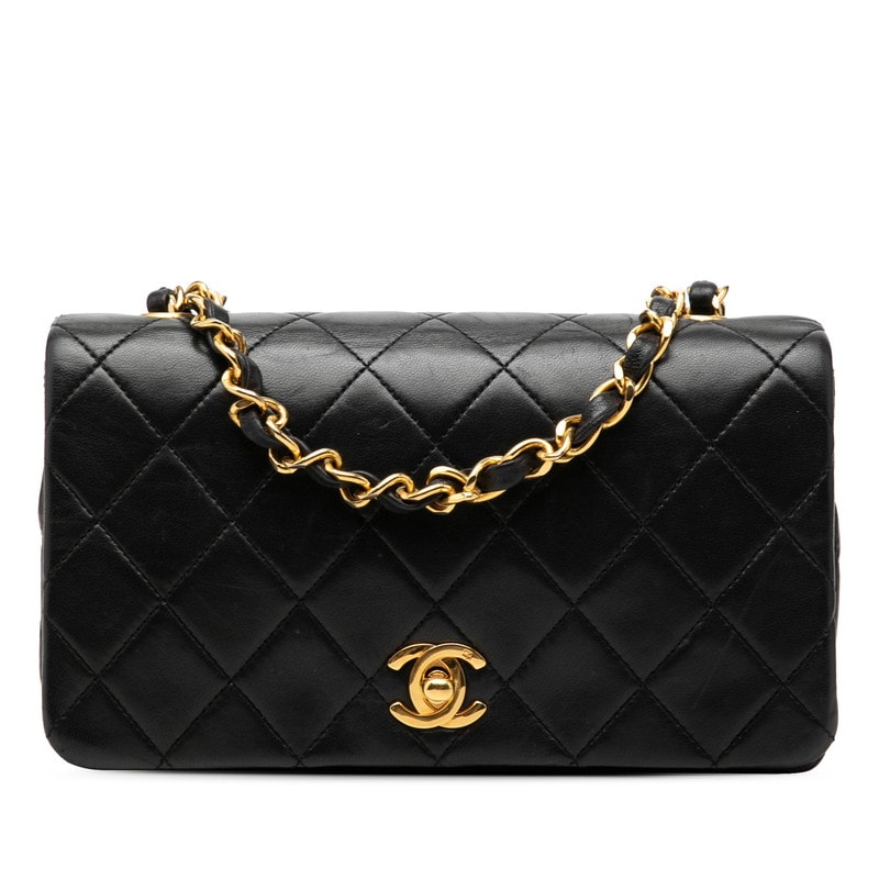シャネル マトラッセ ココマーク 斜め掛け チェーン ショルダーバッグ ブラック ラムスキン レディース CHANEL 【中古】