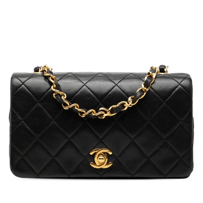 シャネル マトラッセ ココマーク 斜め掛け チェーン ショルダーバッグ ブラック ラムスキン レディース CHANEL 【中古】