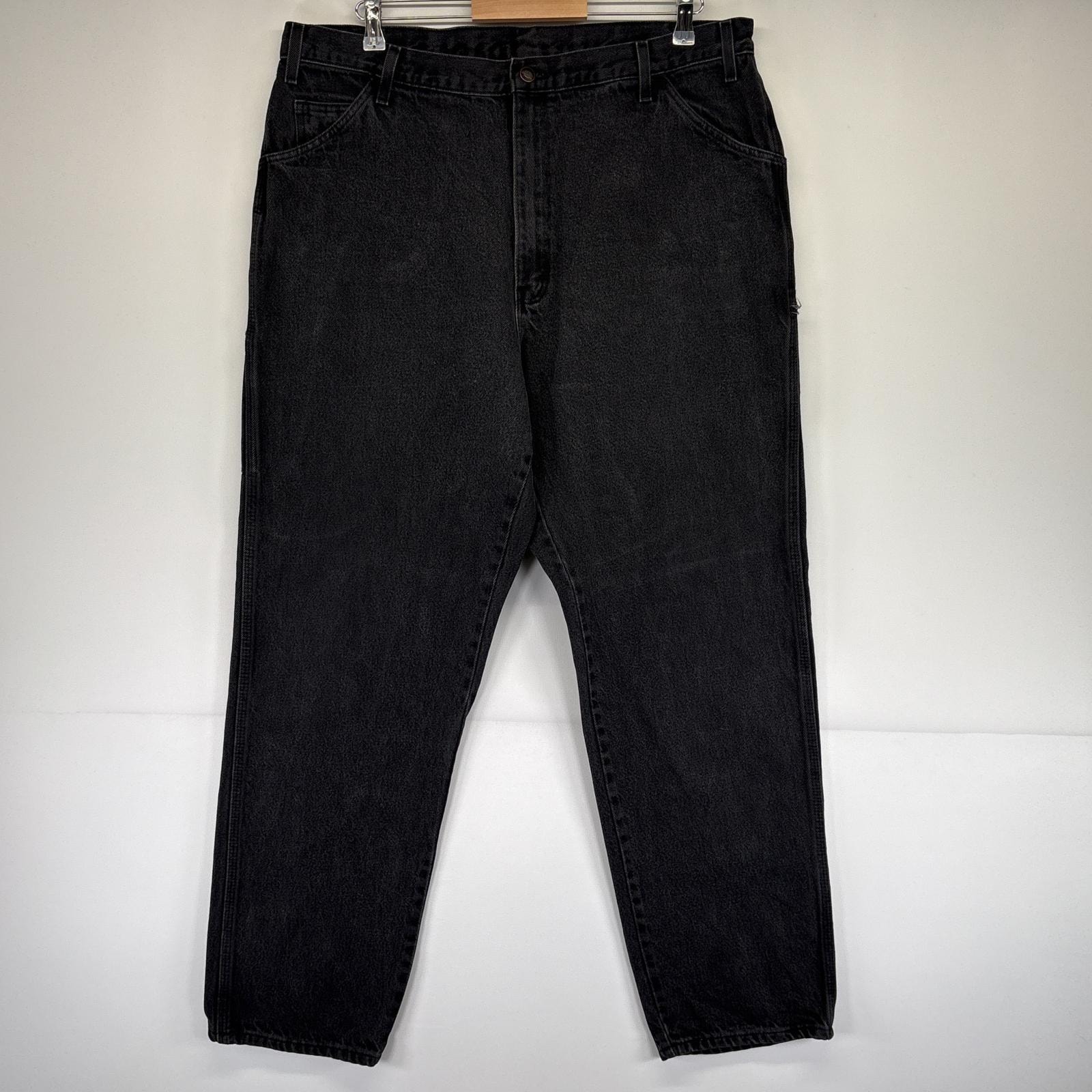 古着 ディッキーズ Dickies デニムパンツ ワーク 5ポケット ジーンズ ジーパン 大きいサイズ ペインター ワンポイント テーパード  ブラック メンズ