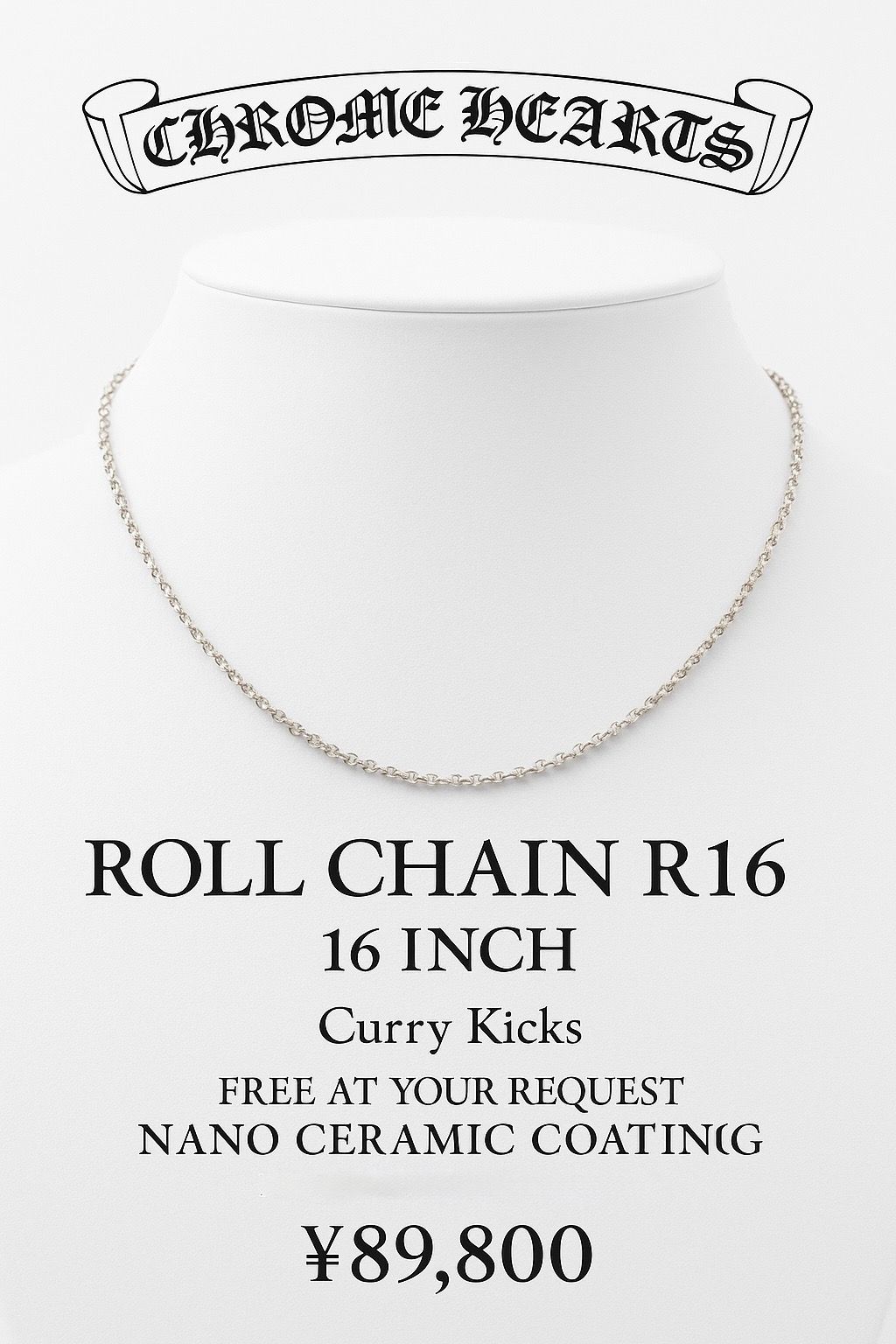 Chrome Hearts Roll Chain Necklace "Silver"