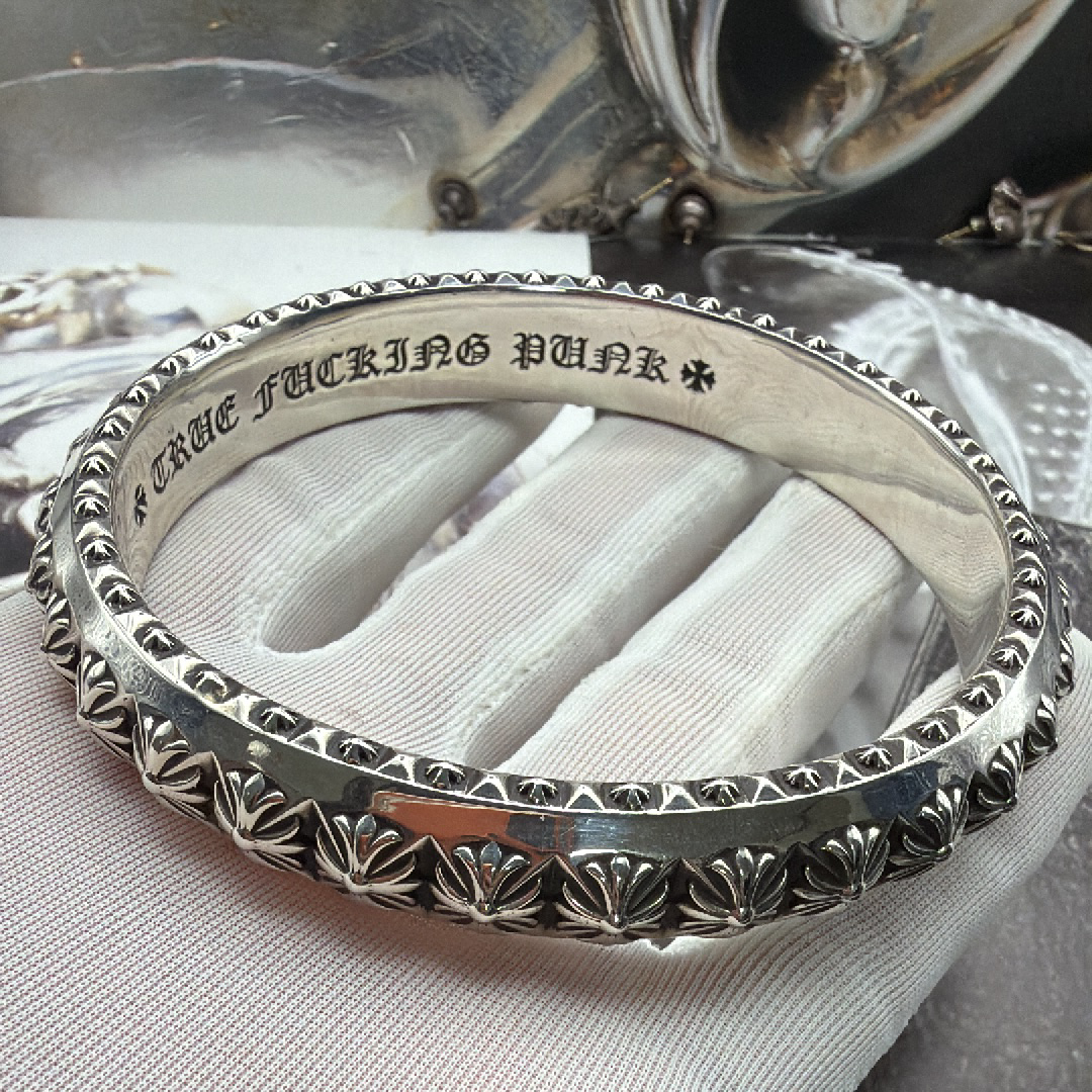 Chrome Hearts True Fucking Punk Bangle "Silver"