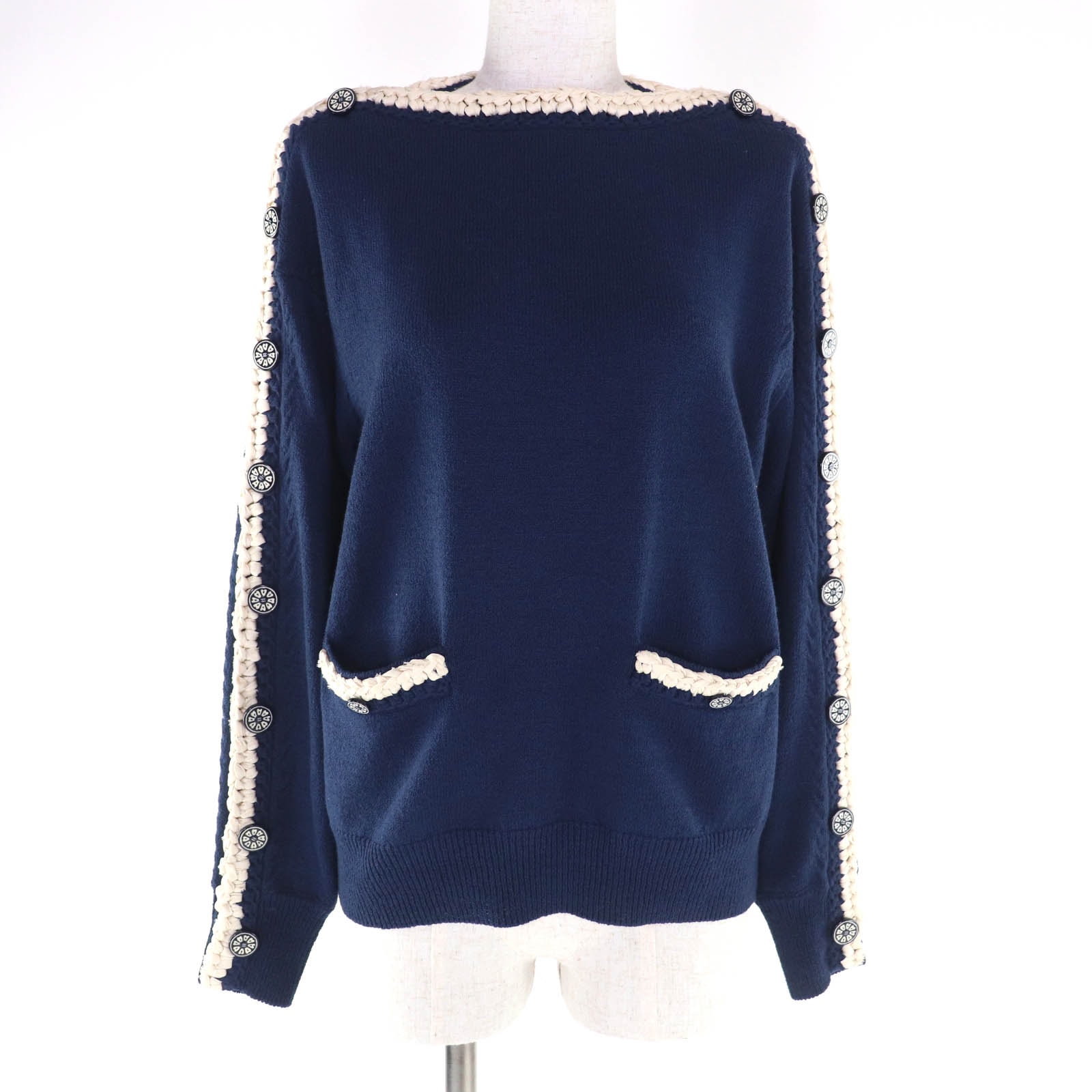 美品 シャネル ニット ネイビー レディース 36 P53333